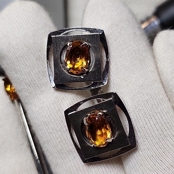 Cufflinks set of Vintage Unbranded orange stone - Picture 8 of 14